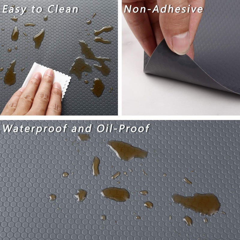 HooTown Shelf Liner Kitchen Cabinet Drawer Mats 11.8 Inch Wide x 6.5 Feet Long, Non Adhesive EVA Plastic Washable Waterproof Pad Protectors for Pantry Closet, Cupboard, Gray - Image 4